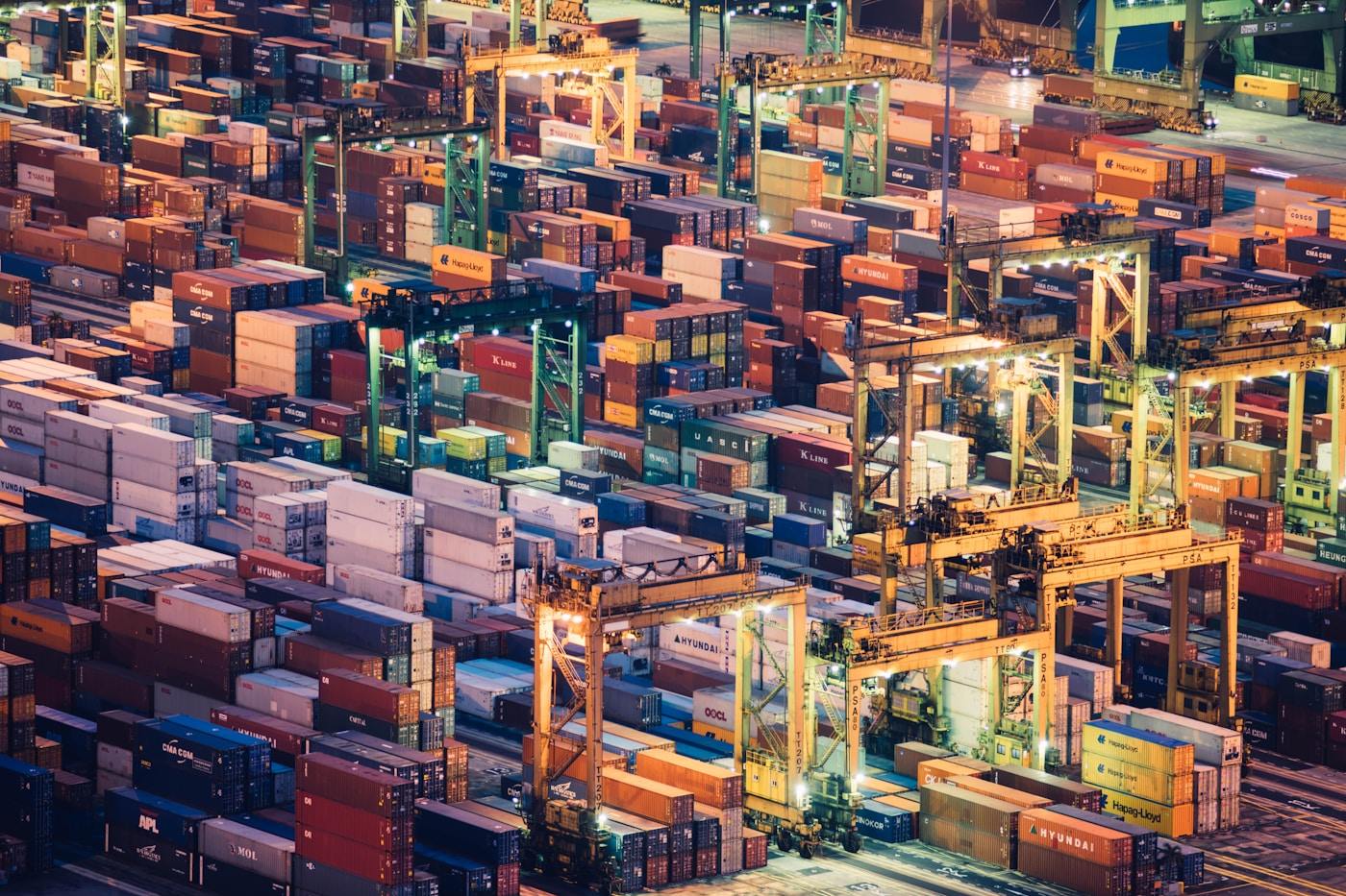 Containers stacked at a shipping terminal